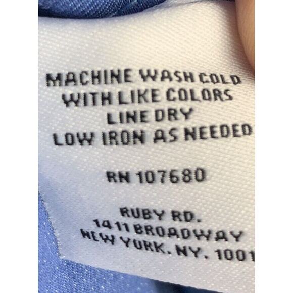 RUBY RD Solid Blue Shimmer Button Up Lightweight Jacket Women’s Size 6 - Picture 7 of 7